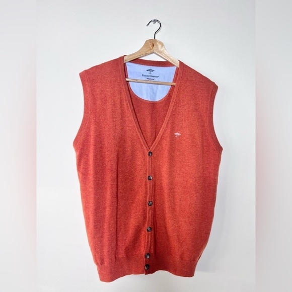 Fynch-Hatton premium wool cashmere sweater vest orange Medium - Picture 1 of 10